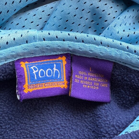 Disney Winnie The Pooh Womens Fleece Hoodie Pullover Blue Embroidered Large - Picture 5 of 5